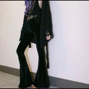 Velvet bell bottoms - BLACK